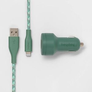 Heyday - 6' Lightning to USB-A Cable 2-Port 3.1A Car Charge Green
